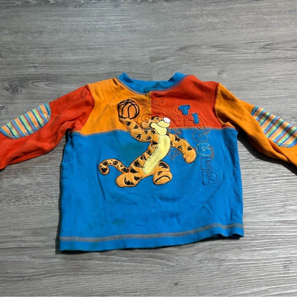 Disney Orange and Blue Long Sleeve Tee with Tigger